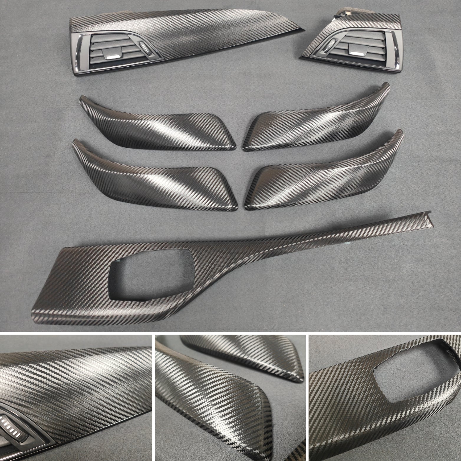 BMW F20 INTERIOR TRIM SET - DEEP TEXTURED GLOSSY CARBON / GLOSS BLACK ACCENT (#20)